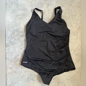 Speedo Women's Black V-Neck One-Piece Swimsuit